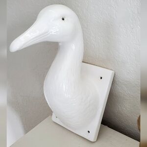 Vintage White Ceramic Duck Head Wall Mount, Made In Tawain, EUC